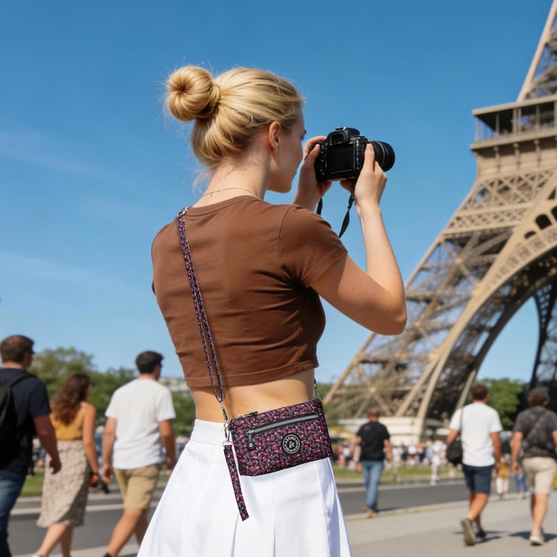 AOCINA Small Wristlet Wallet for Women RFID Blocking Crossbody Purse Gifts for Valentines Day Nylon Cell Phone Purses - Image 4